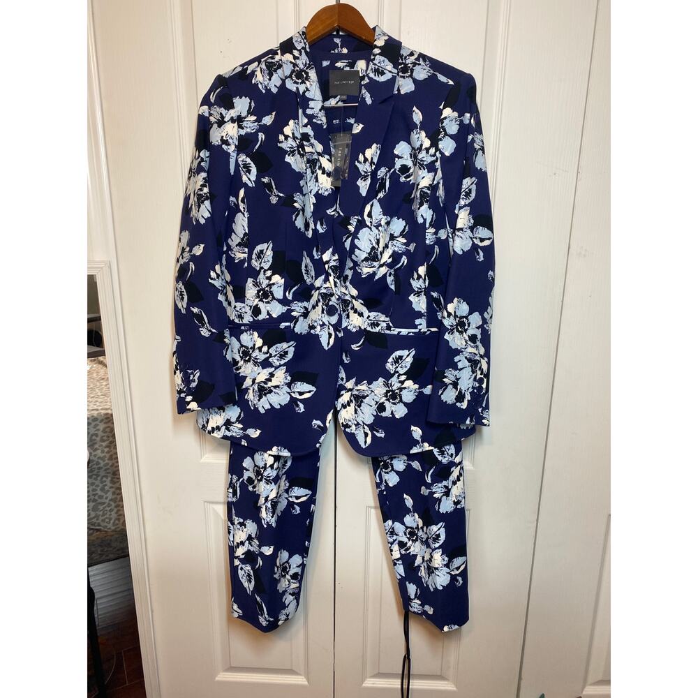 The Limited Navy Blue Floral Blazer & Pants Set